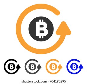 Bitcoin Chargeback icon. Vector illustration style is flat iconic symbol with black, gray, orange, blue color variants. Designed for web and software interfaces.