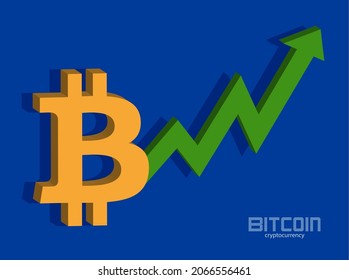 Bitcoin und Chart-Bullen führen Symbol-Wachstum, kryptowährender Hintergrund-Vektorgrafik