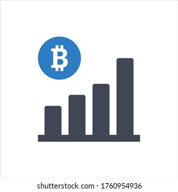 Bitcoin-Diagramm-Symbol auf weißem Hintergrund
