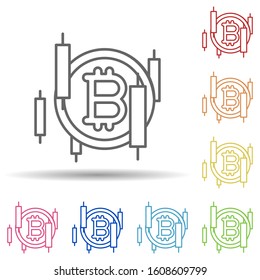 bitcoin, chart multi color style icon. Simple thin line, outline vector of cryptocurrency icons for ui and ux, website or mobile application