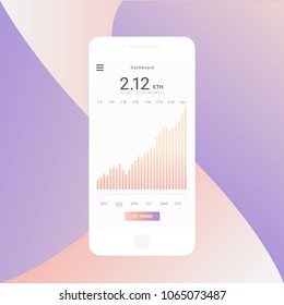 Bitcoin chart on smartphone vector concept