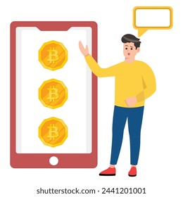 Bitcoin Chat illustration vector icon