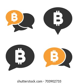 Bitcoin Chat vector icon set. Style is bicolor flat symbols.