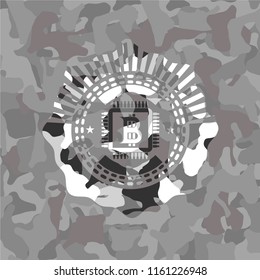 bitcoin chip (cryptocurrency mining concept) icon inside grey camo texture