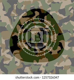 bitcoin chip (cryptocurrency mining concept) icon inside camo emblem