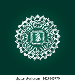 bitcoin chip (cryptocurrency mining concept) icon drawn on blackboard