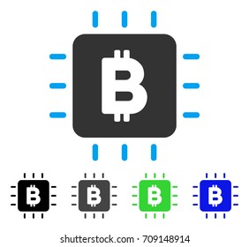 Bitcoin Chip vector pictograph. Style is a flat graphic symbol in black, grey, blue, green color variants. Designed for web and mobile apps.