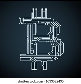 bitcoin circuit icon vector illustration
