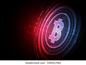 Bitcoin Circuit technology background with hi-tech digital data connection system and computer electronic design