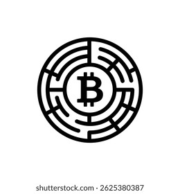 Bitcoin in Circular Labyrinth Representing Complex Financial Journey
