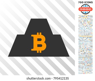Bitcoin Citadel icon with 700 bonus bitcoin mining and blockchain clip art. Vector illustration style is flat iconic symbols design for cryptocurrency websites.