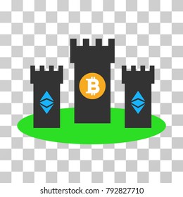 Bitcoin Citadel vector pictogram. Illustration style is flat iconic symbol on a chess transparent background.