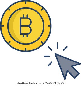 bitcoin click linear color icon design