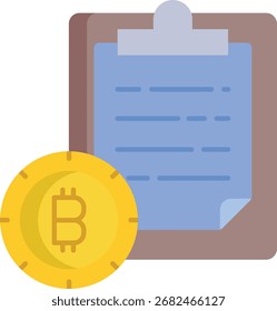 Diseño de icono plano de Portapapeles de Bitcoin