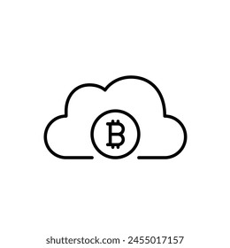 Bitcoin cloud. Decentralized cryptocurrency nature and security. Pixel perfect vector icon