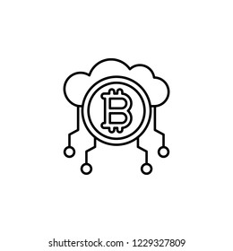 bitcoin, cloud icon. Element of crypto currency icon. Thin line icon for website design and development, app development
