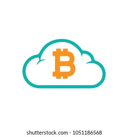 bitcoin cloud icon isolated on white background