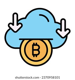 Bitcoin cloud mining vector design in modern style, ready to use icon