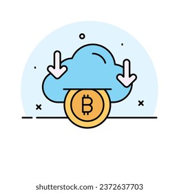 Bitcoin cloud mining vector design in modern style, ready to use icon