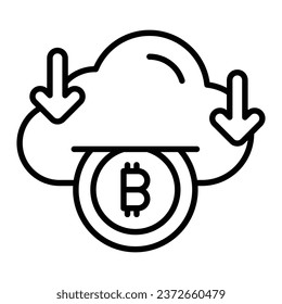 Bitcoin cloud mining vector design in modern style, ready to use icon