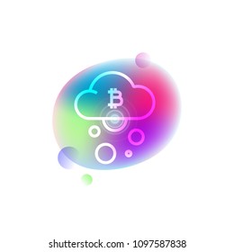 Bitcoin cloud neon icon