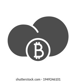 bitcoin cloud silhouette vector icon isolated on white. bitcoin cloud icon for web, mobile apps, ui design and print