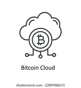 Bitcoin Cloud Vector    outline Icons. Simple stock illustration stock