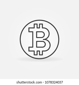 Bitcoin coin abstract vector icon or design element in thin line style