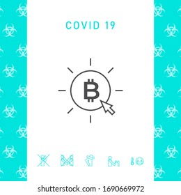 Bitcoin-Münze mit Pfeil-Klick - hier klicken, bitcoin-line-Symbol kaufen.