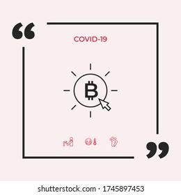 Bitcoin coin with arrow click - click here, buy bitcoin -line icon.