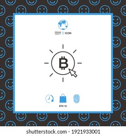 Bitcoin coin with arrow click - icon.