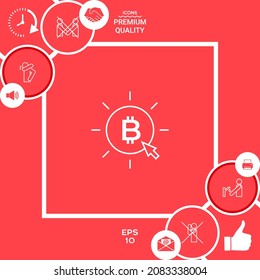 Moneda de bitcoin con clic de flecha - icono.