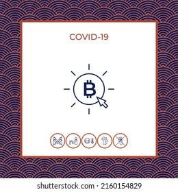 Bitcoin coin with arrow click - icon.
