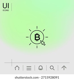 Bitcoin coin with arrow click - icon.