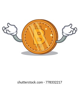Up bitcoin coin character cartoon