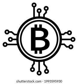 Bitcoin coin circuit vector icon