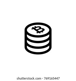 Bitcoin coin crypto currency internet banking earning black vector illustration simple modern line icon symbol pictogram