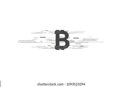 Bitcoin coin with fast speed motion lines
