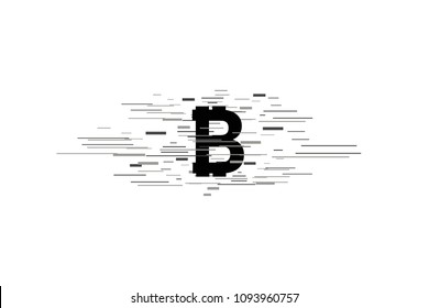 Bitcoin coin with fast speed motion lines