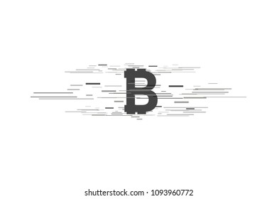 Bitcoin coin with fast speed motion lines