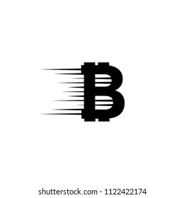 Bitcoin coin with fast speed motion lines