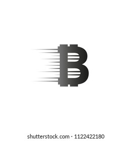Bitcoin coin with fast speed motion lines