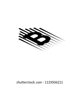 Bitcoin coin with fast speed motion lines and isometric