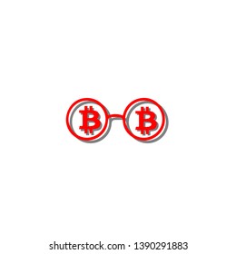 Bitcoin coin and glasses. vector