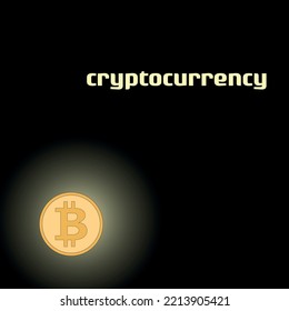 bitcoin coin glows in the dark, vector