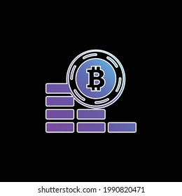 Bitcoin Monedas Icono de vector de gradiente azul hacia abajo