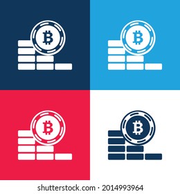 Bitcoin Coin Going Down blue and red four color minimal icon set