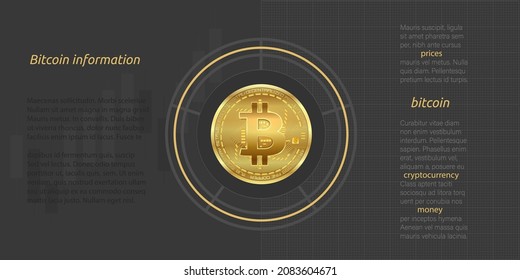 Bitcoin coin with graph paper background and chart vector
