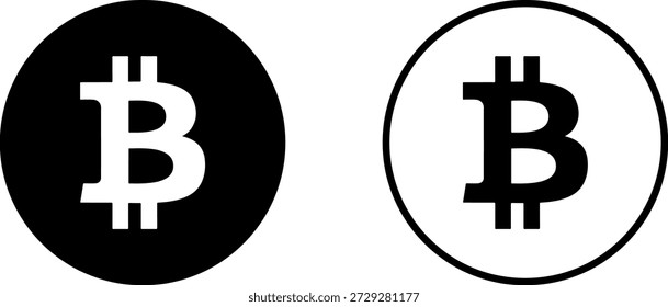 Icono de moneda Bitcoin en estilo negro y plano. Romper el Botón de criptomonedas. Vector ilustración aislada