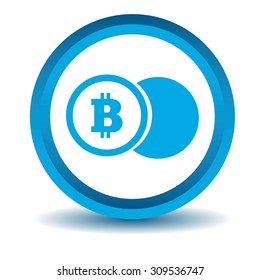 Bitcoin coin icon, blue, 3D, isolated on white